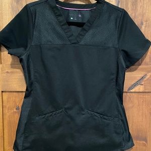 Healing Hands Purple Label Black Scrub Top S